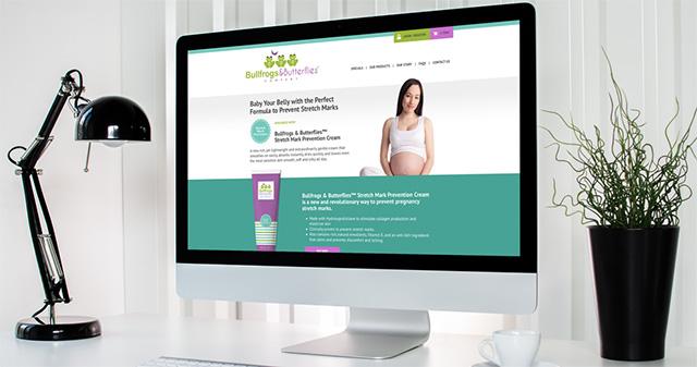 Bynder Group created an e-commerce website featuring Bullfrogs & Butterflies™Stretch Mark Prevention Cream and developed marketing strategy to boost awareness and sales.