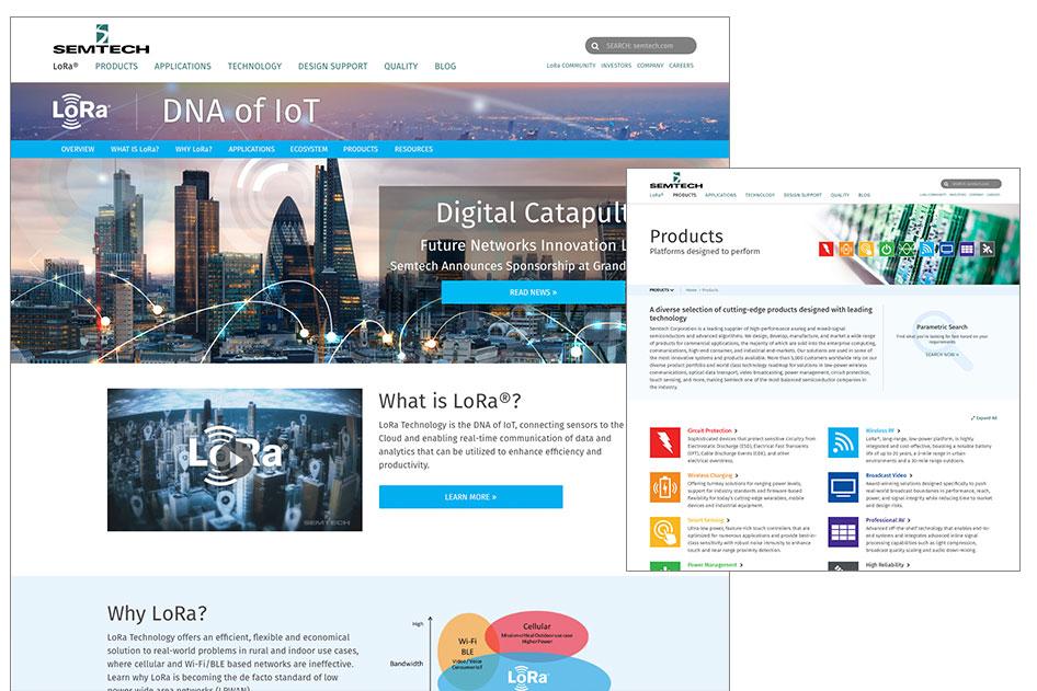 Semtech's corporate website, design by Bynder Group